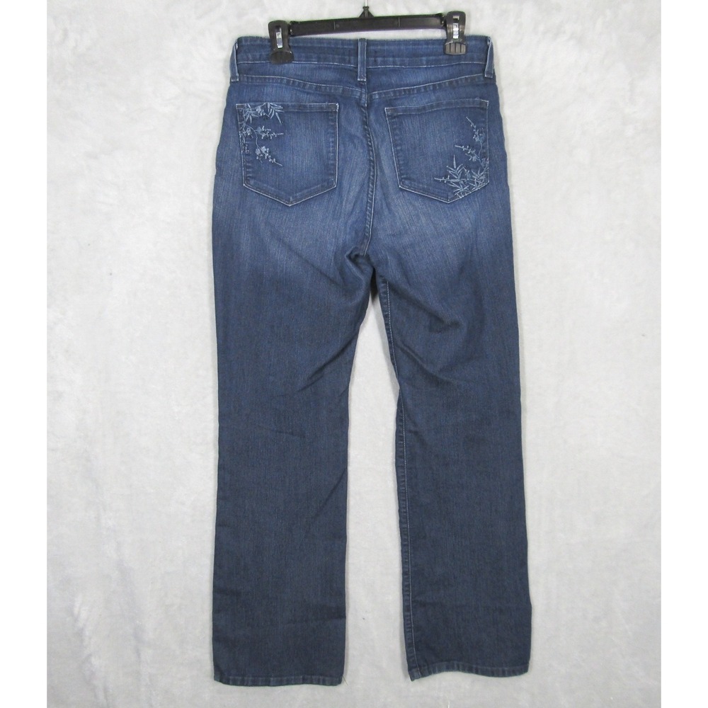 NYDJ Women Blue Bootcut Jeans Size 8 Embroidered Back Pockets Made in USA